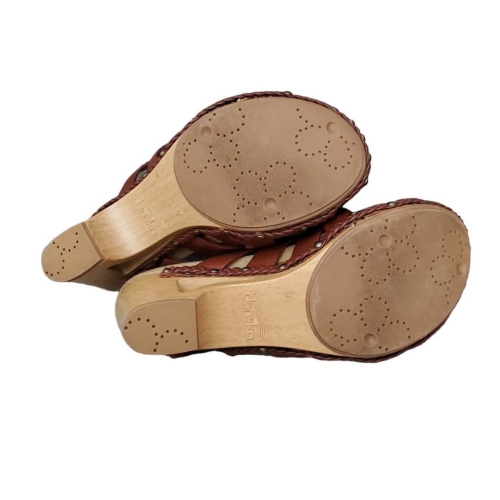 Dansko Tory Clog Brown Leather Slide Sandals - Picture 5 of 9